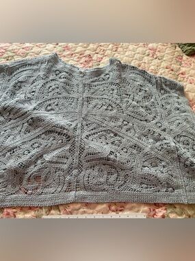 Chico's Light Gray Crochet Lace Top